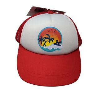 Sunset Designs Strapback Trucker Hat Red L Adjustable Mesh Back W/Tags PupLid